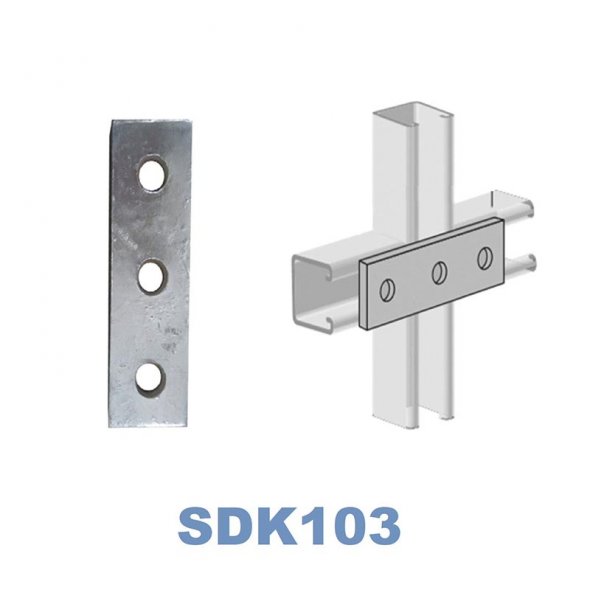 Flat plate strut fitting with 3 holes